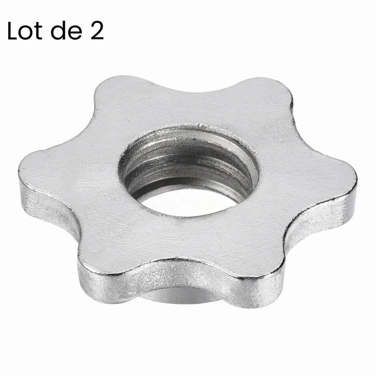 sourcing map Lot de 2 écrous hexagonaux M28 antidérapants pour haltères - Argenté