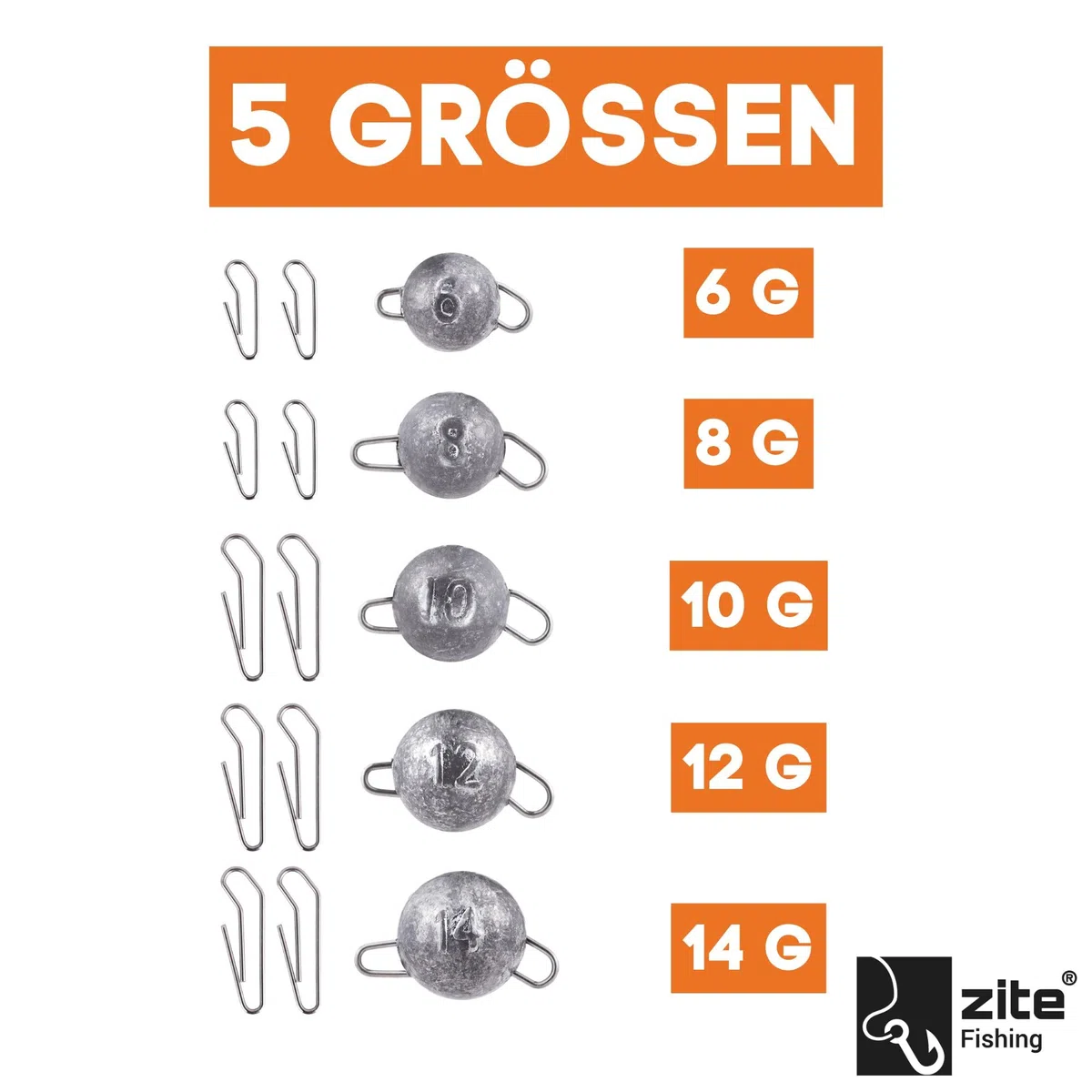 Zite Fishing Cheburashka Plomb Tête Système de Changement - Rapide Plomb Kit - 30 Bottom Jig Boules - 6-14g