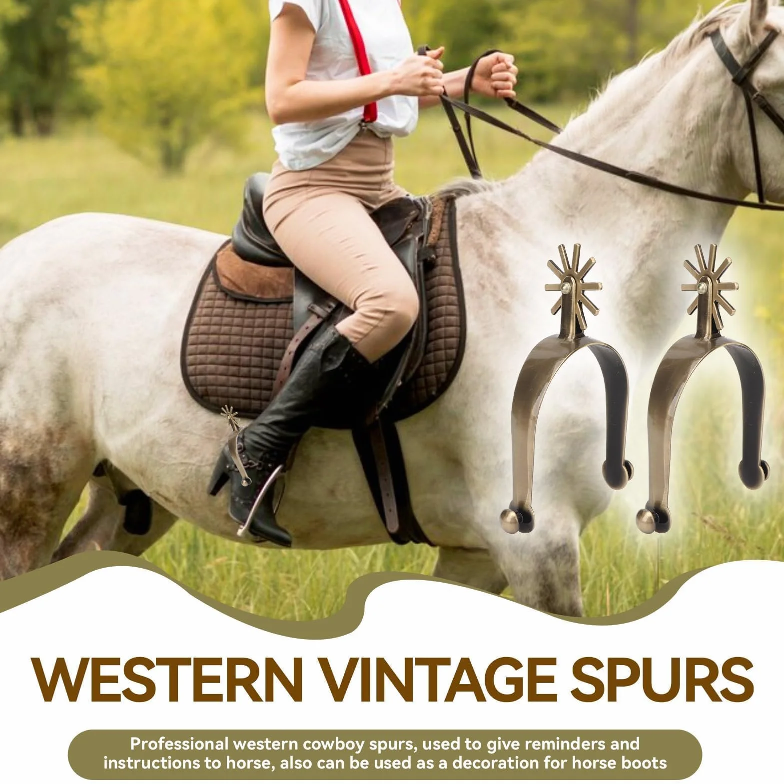West Spur, Horse spurs spurs spurs pour bottes de cowboy West cowboy style Western spurs en alliage de zinc spurs bottes de cowboy spurs spurs Vintage spurs Walking Horse Rope spurs pour l'équitation