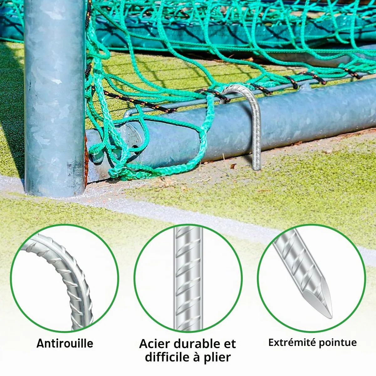 NONMON 10 Pièces Piquets Ancrage au Sol, 30 cm Crochets en J, Ancres Résistants Piquet de Tente Sardines de Fixation en Acier Galvanisé pour Sécuriser Trampoline Auvent Bâche Camping Clôture Jardin