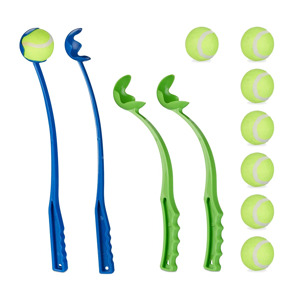 Relaxdays Lanceur en Lot de 4, 8 balles à Lancer pour Votre Chien, Jouet Amusant et Stimulant, Multicolore
