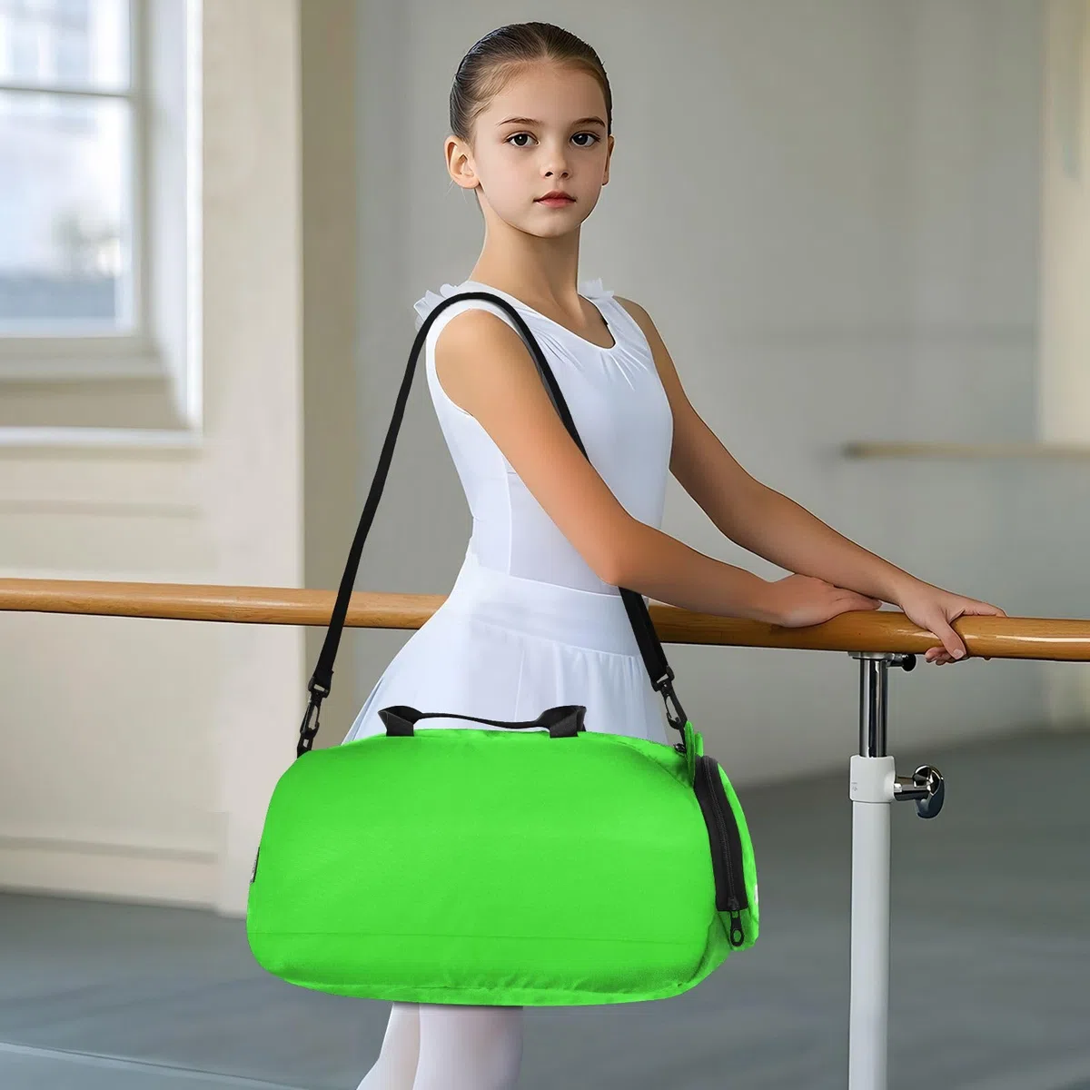 Sac de sport vert fluo avec compartiment à chaussures de grande capacité pour voyage, sport, week-end