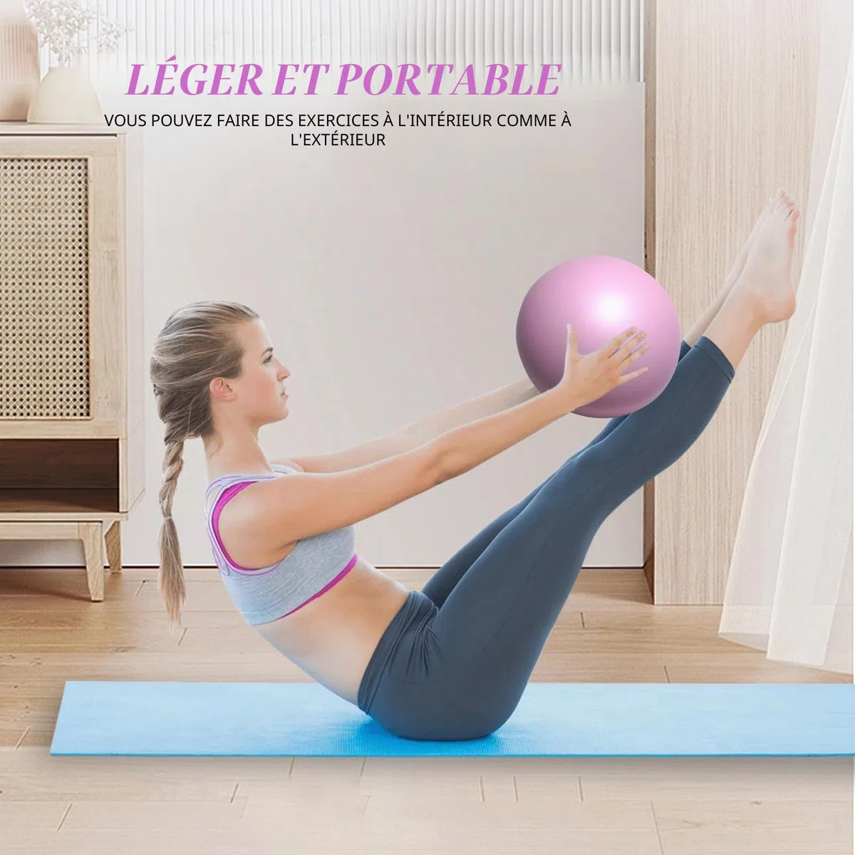 Eznaobo Kit essentiel de Pilates, kit de pilates portable pour femmes, avec anneau de pilates tonifiant, longues bandes de résistance, balle de Pilates douce et chaussettes antidérapantes, équipement
