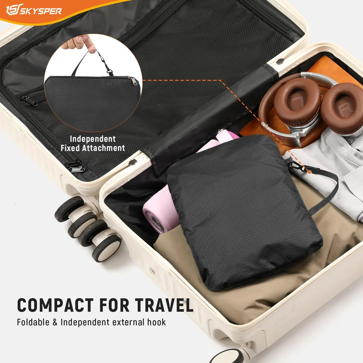 SKYSPER Sac à dos Pliable Antivol avec Protection RFID, 20L Sac à dos de Randonnée Petit Sac à dos pour Homme Femme Voyages Trekking Sport