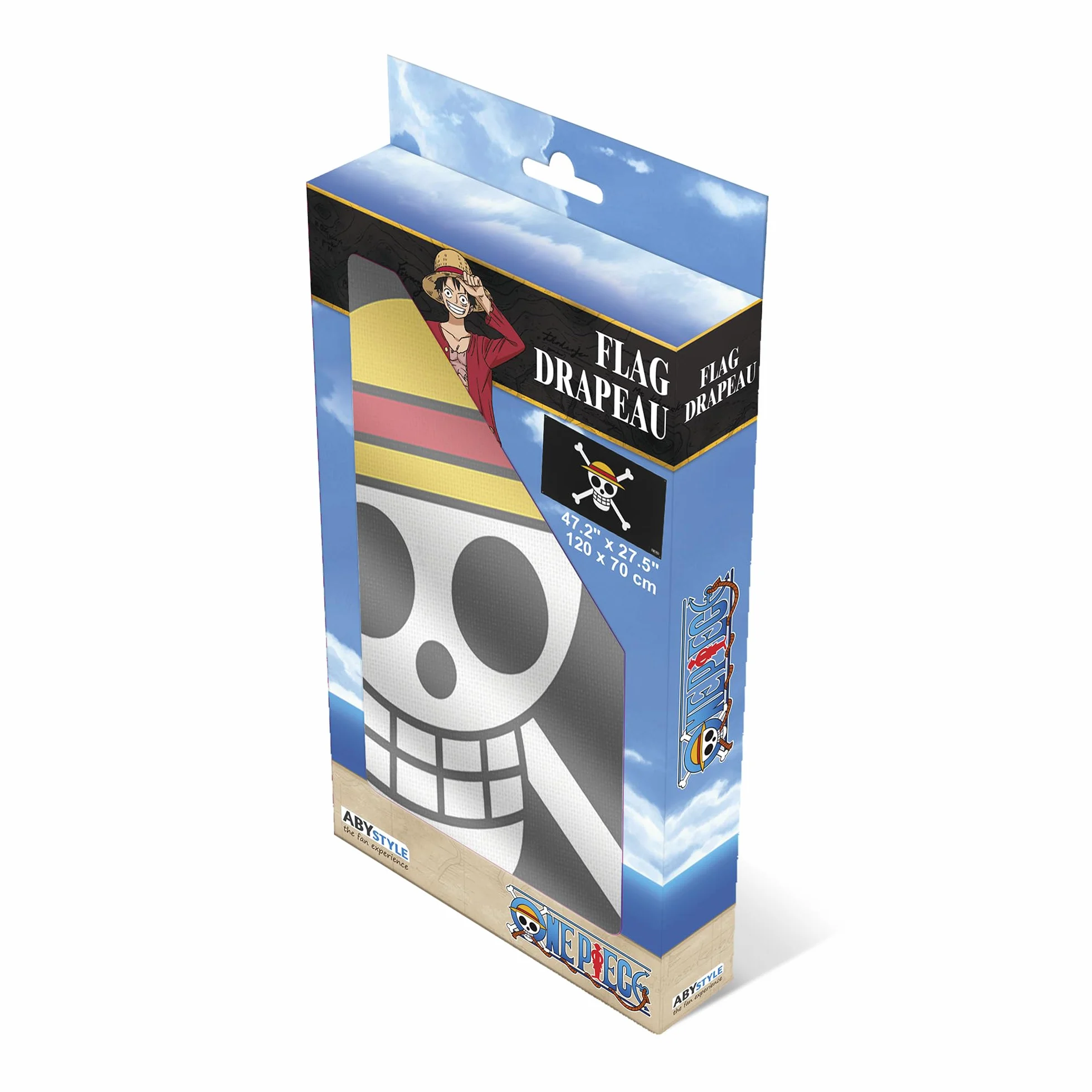 ABYSTYLE – Drapeau ONE PIECE – Produit Officiel – Tissu Résistant – Accessoire Décoratif Collector (Noir et blanc)