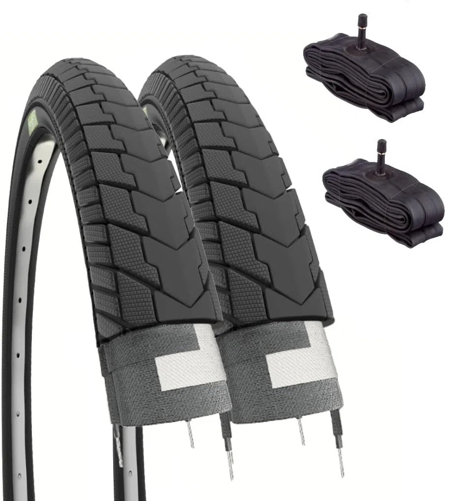 2 pneus 26 x 1,75 (47-559) + Chambres américaines pour vélo de Ville pour Homme Route, Noir
