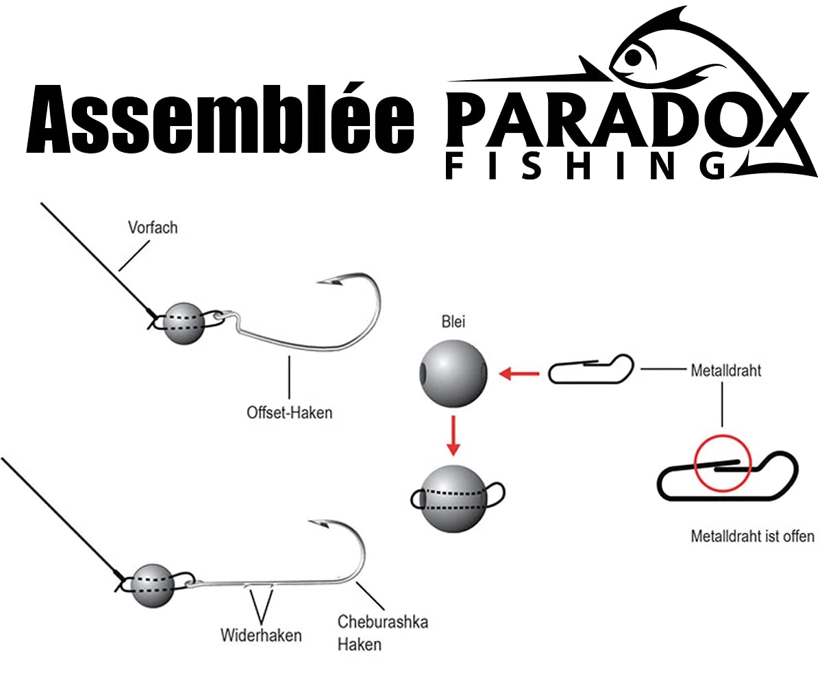 Paradox Fishing Cheburashka Set plombs Plomb (3 g/5 g/7 g/10 g/12 g/14) avec boîte pour hameçons Offset - Drop Shot Têtes plombées Dropshot