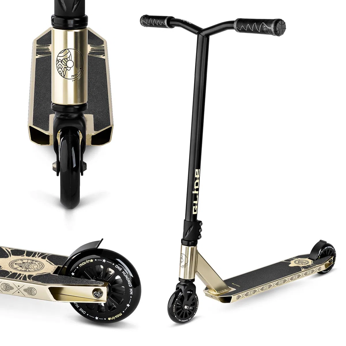 Trottinette Freestyle Movino Glide Roulements ABEC 9 Trottinette Résistante aux Acrobaties Pro Stunt Scooter Roues de 100mm Poids 3,3kg Aluminium 6061