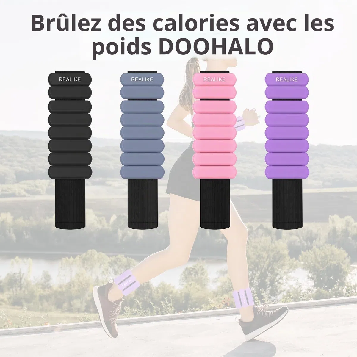 REALIKE Poids de cheville pour les femmes Poignet jambe Bracelet pondéré réglable pour Pilates Yoga marche aérobic 2 pièces en Set 1lb (453.5g) par pièce