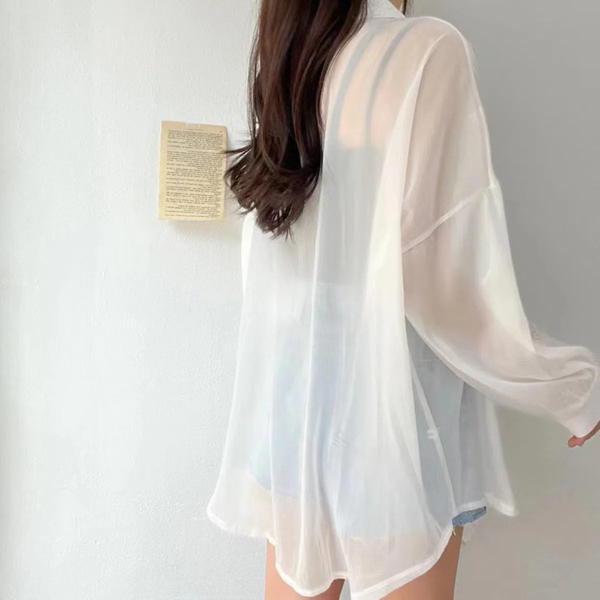 Chemise en Mousseline avec Protection UV, Couverture de Plage légère à Manches Longues, Chemise en Mousseline avec Protection Solaire pour Femmes