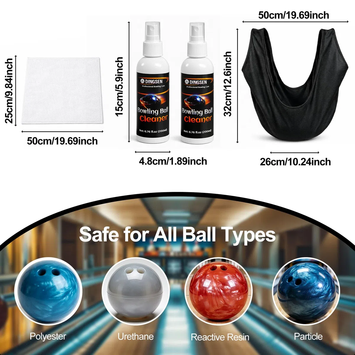Kit de Nettoyage pour Boule de Bowling, Nettoyant Professionnel pour Boule de Bowling pour Enlever l'Huile, les Éraflures et les Marques de Ceinture, Améliore la Prise et Restaure l'Adhérence