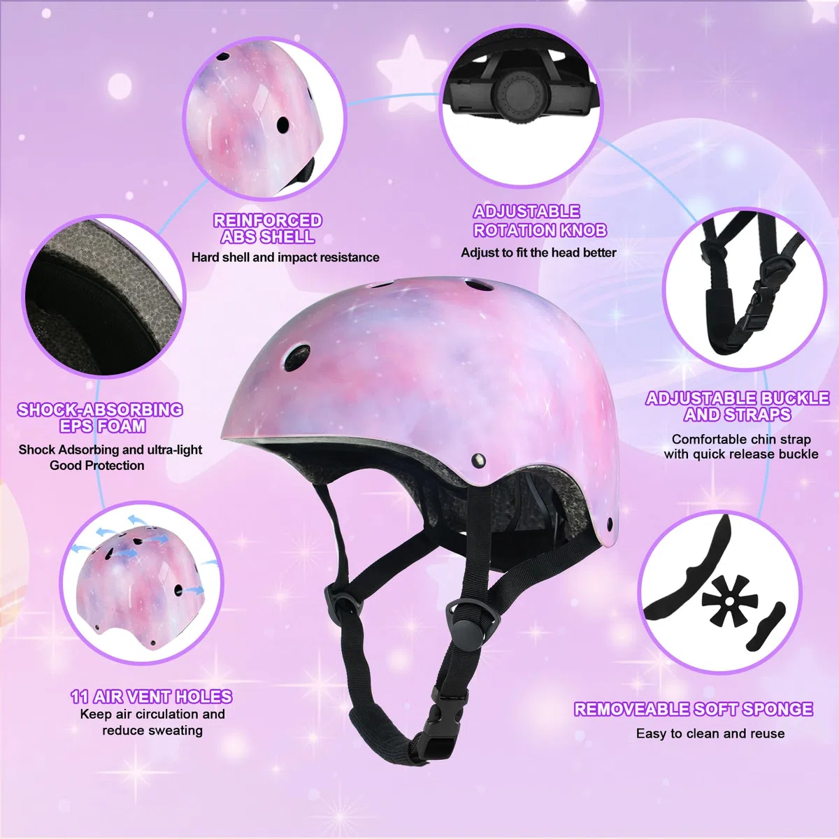 Casque pour Enfants Filles pour vélo et Planche à roulettes, Ajustable, pour Le Cyclisme, Le Roller, Le vélo et la Trottinette
