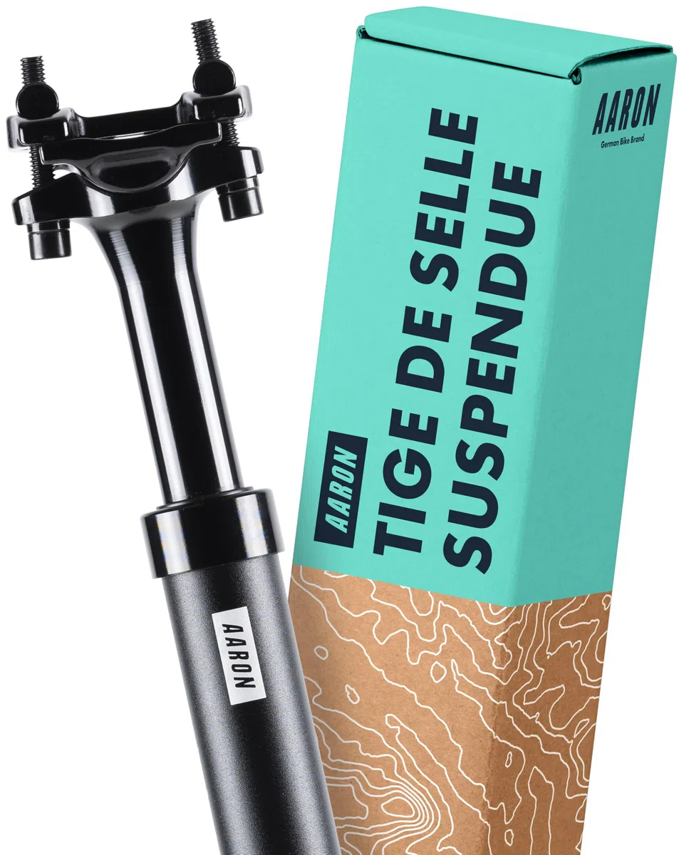 AARON Shock Tige de selle à ressort de 27,2, 30,9 ou 31,6 mm de diamètre – Tige de selle à ressort en aluminium de 350 mm de long – Tige de selle de vélo à suspension pour vélo électrique, VTT