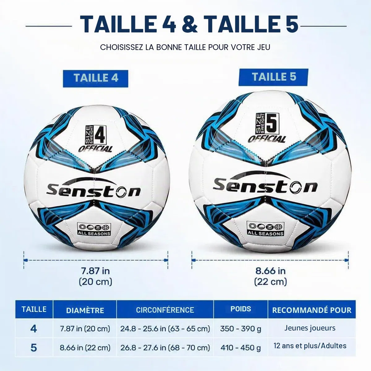 Senston Ballon d'entraînement de Foot Taille 5 / Taille 4, Officiel Football, Ballon de Futsal
