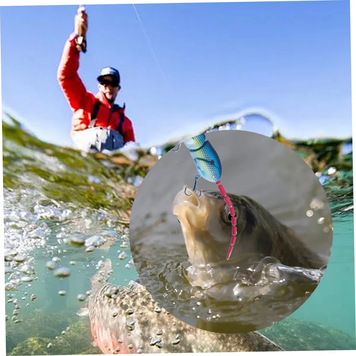 Lere de pêche Articulé 3,35, 5pcs Bionics Design Mouse Lures avec 2 Crochets aigus, Appât de pêche Professionnelle pour l'eau Douce et Salée
