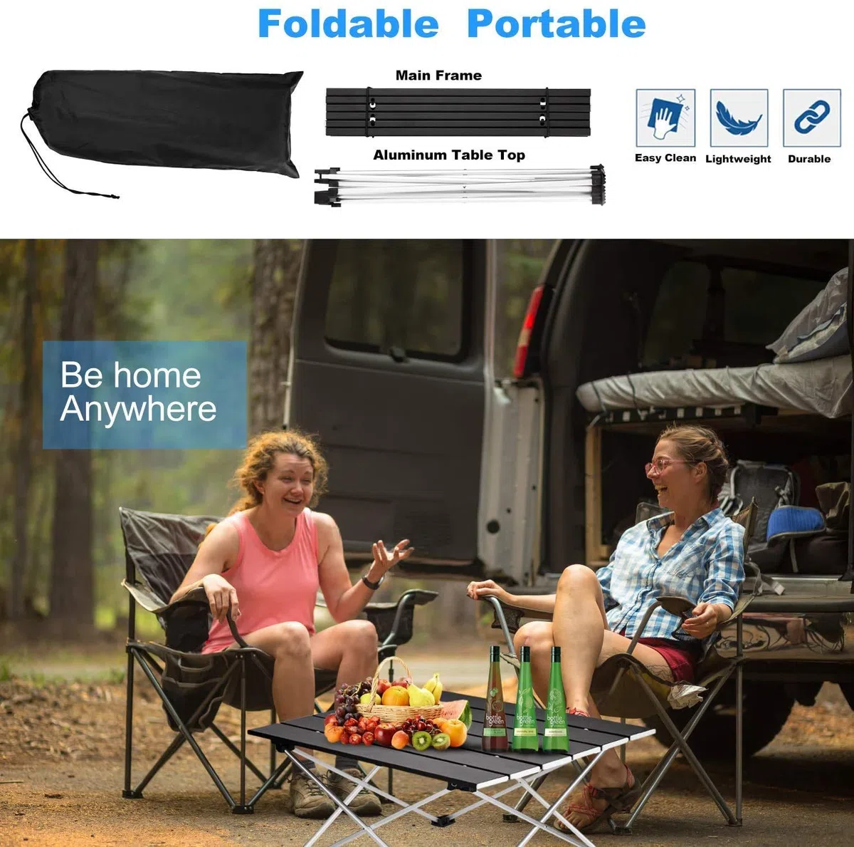 Table de Camping, Pliante Table Alliage d'aluminium Ultra-légère Portable avec Sac de Transport, Facile à Nettoy, pour Les activités en Plein air, Pique-Nique, Cuisine, Plage, Randonnée