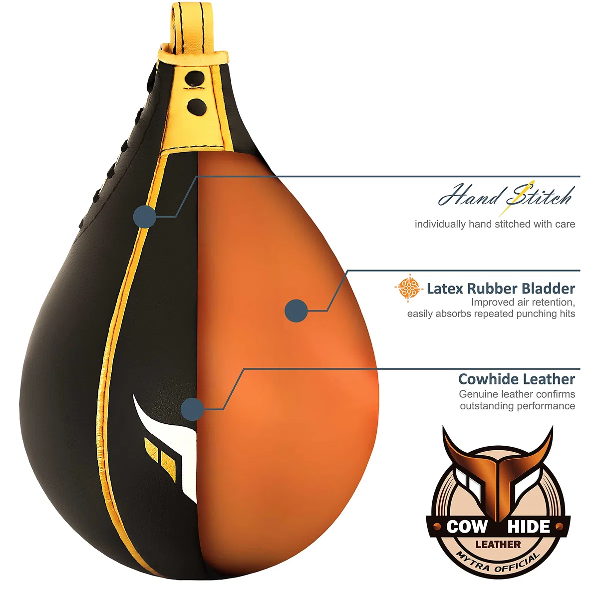 Mytra Fusion Poire Boxe poires de Vitesse de Boxe Cuir MMA Muay Thaï Entraînement au poinçonnage Speed Ball & Poire de Boxe pour Les Combats de Fitness et Les Arts Martiaux