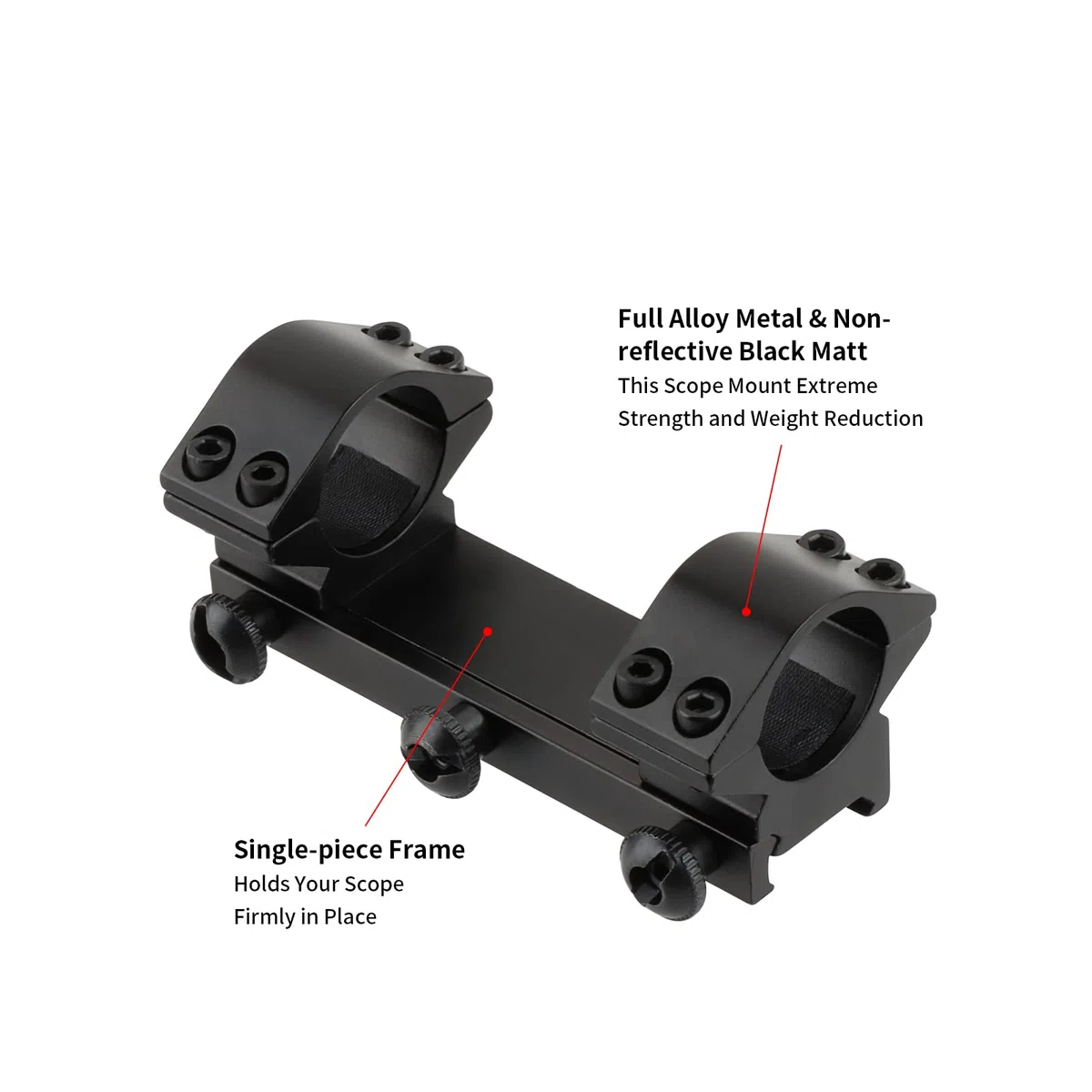 Profile Bas Anneaux Scope - 25.4mm Airsoft Anneaux de Montage Adaptateur en Forme 20mm Weaver/Picatinny Rail Mount