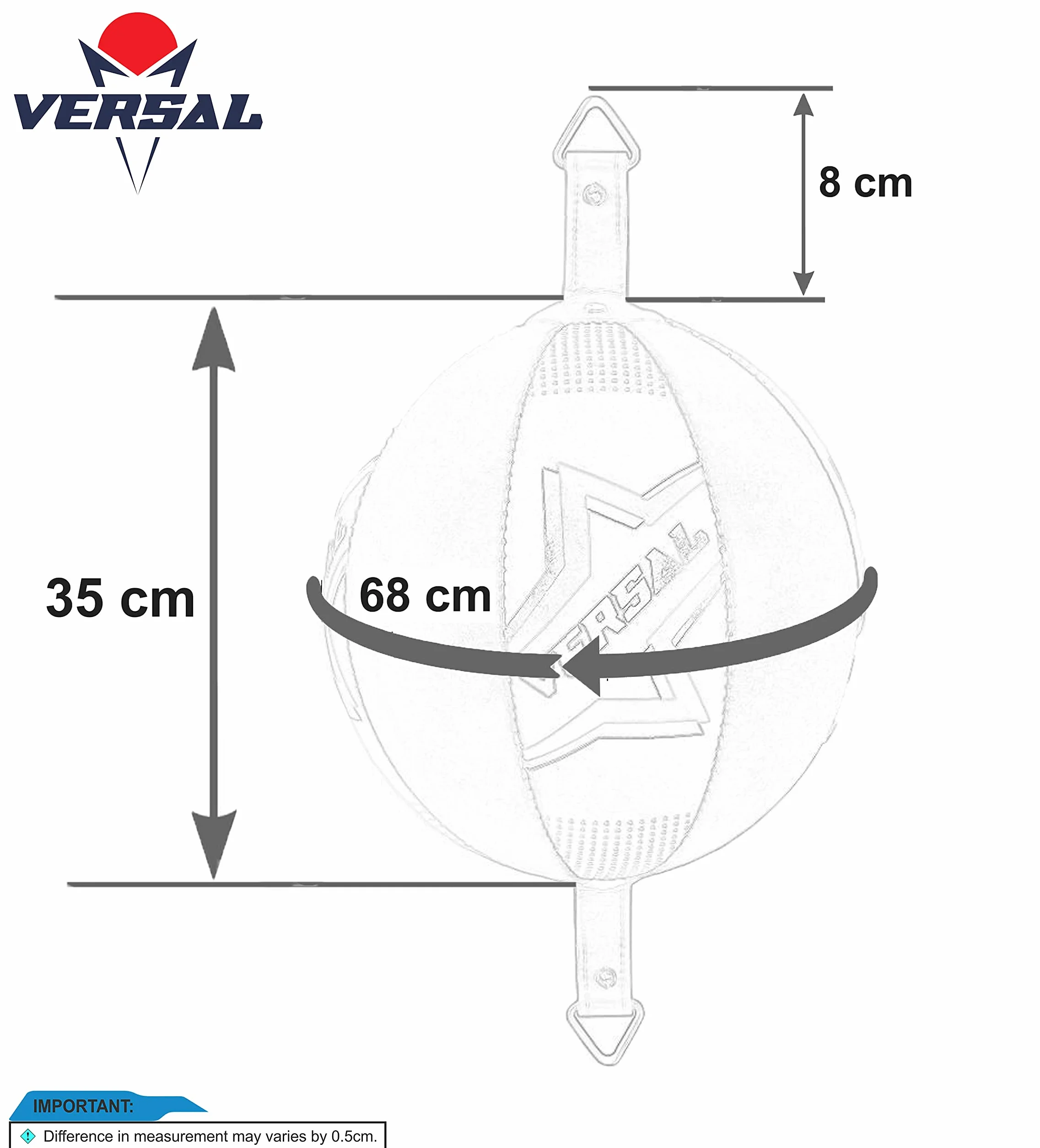 VSL Balle de boxe double extrémité en cuir pour entraînement MMA Dodge Sac de frappe avec cordes et ancrages du sol au plafond