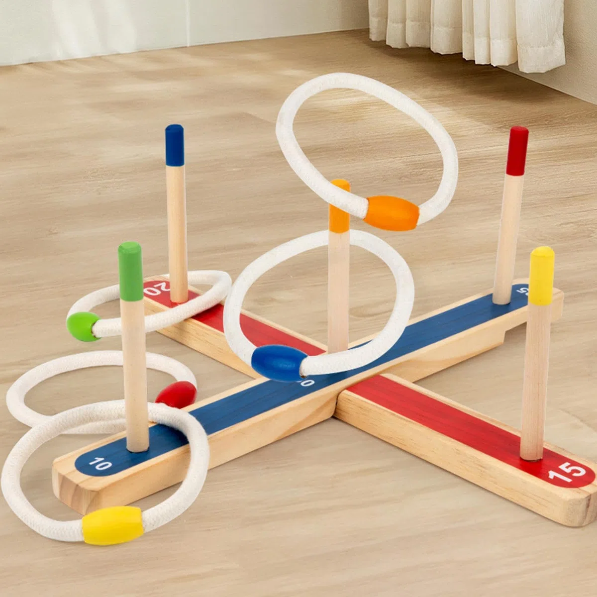 Wooden Throw Hoop Game, Fun Kids Throwing Ring Game, Indoor Outdoor Ring Throw Game, Hand Eye Coordination Games 16.22x3.62x2.36 inches for Kids Aged 3 and More, Family (1 Set)