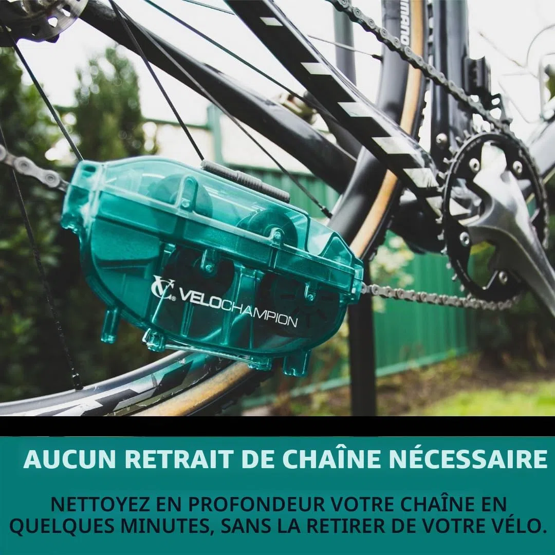 VeloChampion Outil de Nettoyage de Chaîne de Vélo – Nettoyeur Efficace – Outil Idéal pour Un Entretien Optimal – Durable et Facile à Utiliser pour Tous Les Vélos (1, Vert)