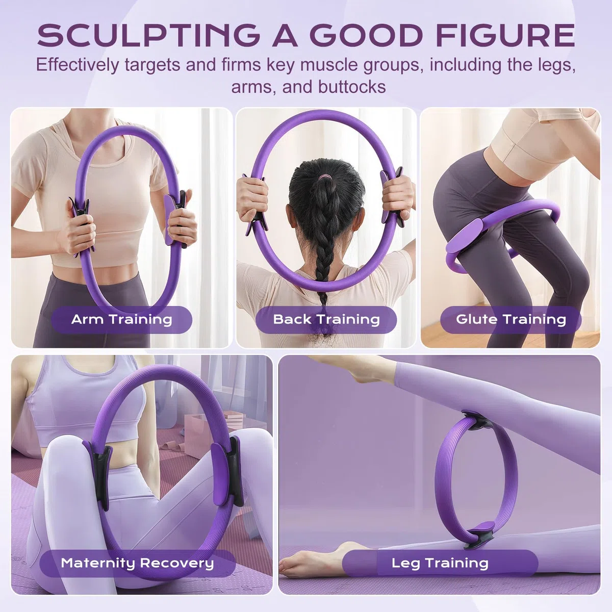 flintronic Kit Pilates, Ensemble D'anneaux de Pilate, Anneaux de Pilates, Balle de Yoga et Bandes de Résistance, Pilate-Accessoire Maison, pour Gym Maison, Musculation