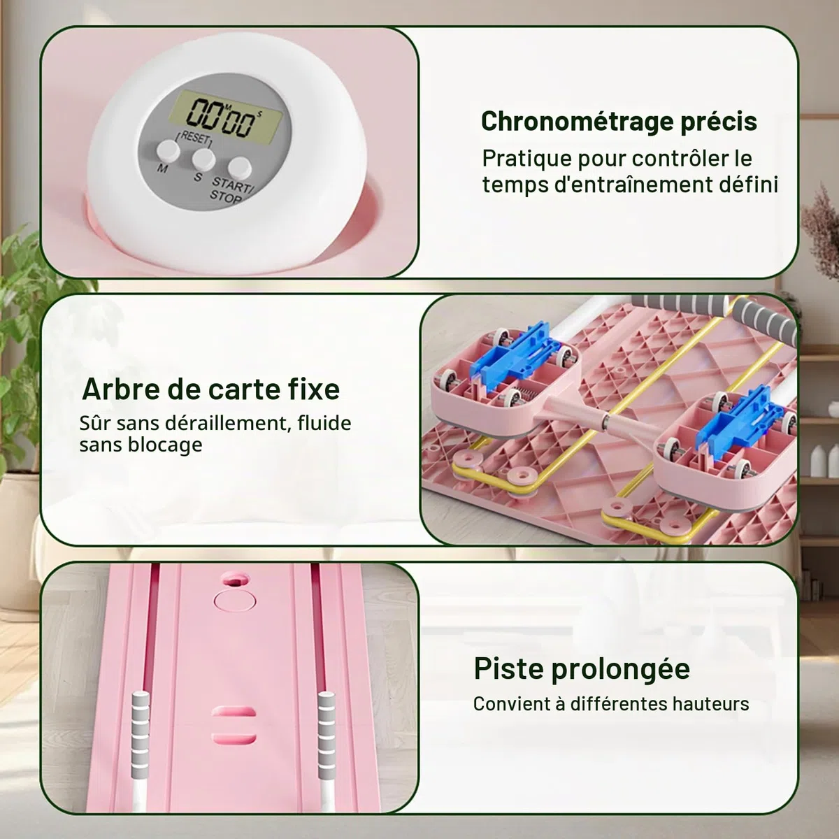 Planche de pilates pliable pour la maison, multifonction, avec compteur, rebond automatique pour la force de base et les abdominaux