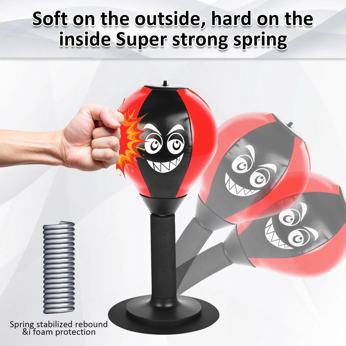 Punching Ball de Bureau, Punching Ball Adulte, Table Stress Buster Ballon Boxe Anti-Stress avec Ventouse Sac, Décompression pour Adultes, Bureau, école