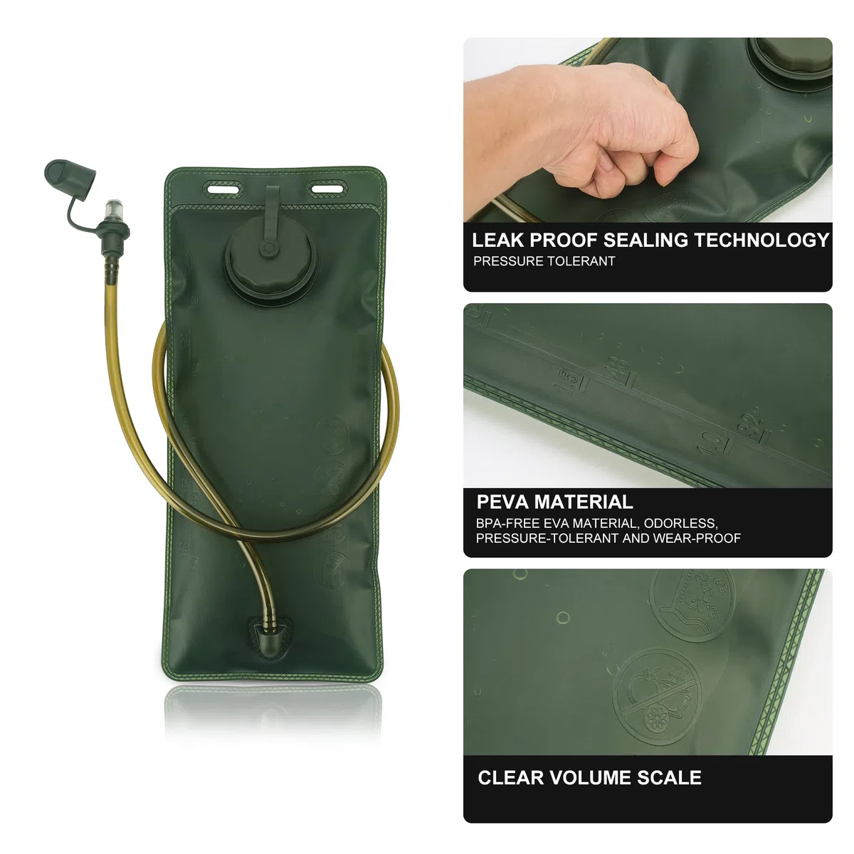 Mardingtop Sac à eau de 2,5 l - Qualité militaire - Réservoir d'eau idéal pour toutes les activités telles que le cyclisme, la randonnée, l'escalade, le camping
