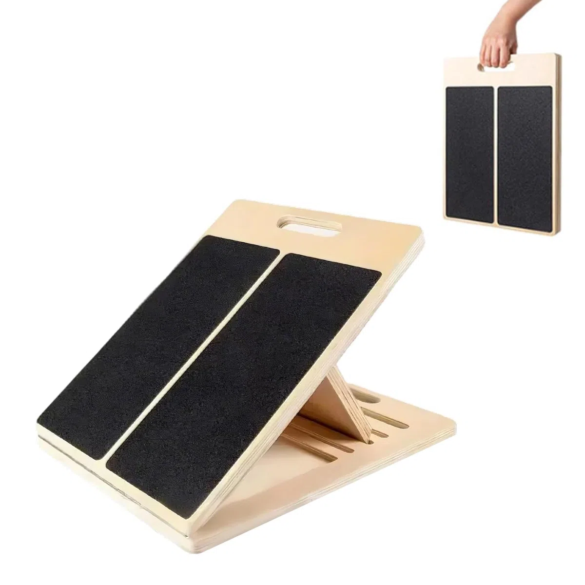 Planche d'équilibre inclinée en bois - Planche d'inclinaison réglable - Planche d'inclinaison - Planche noire - Planche extensible pour la physiothérapie