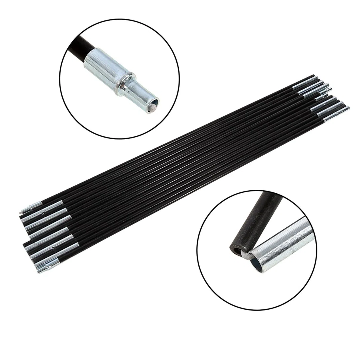 Poteaux de Tente en Fibre Verre, Arceau de Tente Mât de Bâche, Poteau de Support de Tente, pour tiges de Support Kit de Cadres d'auvent, 2 Ensembles x 7 Sections de poteaux de Tente