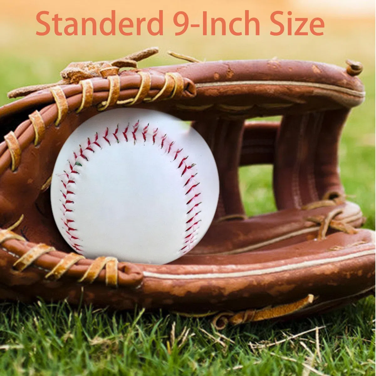 Lot de 2 balles de baseball standard de 22,9 cm, une balle de base souple et une balle dure d'entraînement en cuir caoutchouc pour sports de plein air, école, entraînement pour jeunes et adultes