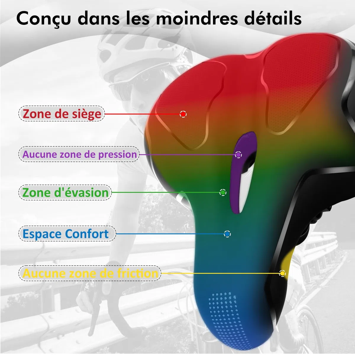 Selle Vélo Confortable, Selle Vélo Gel Ergonomique, Évidement Antipression, Boule d'Amortisseur à Double Ressort, Imperméable, Doux & Respirant – Selle Large pour Vélo de Ville & Vélo au Quotidien