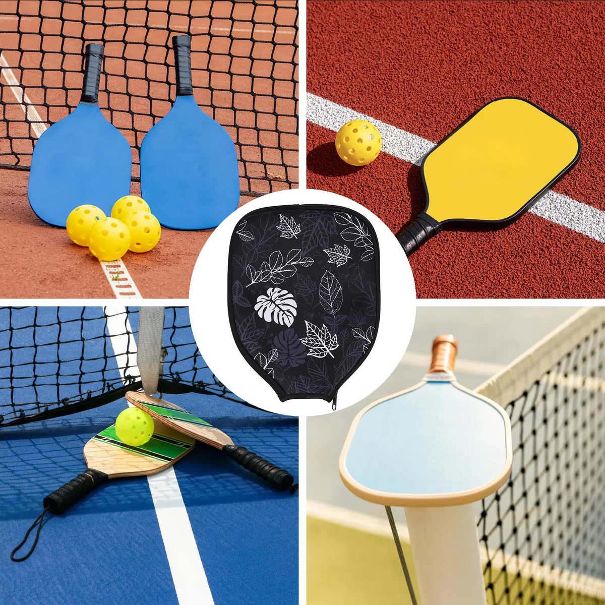 Housse Raquette Pickleball, Manchon de Raquette de Pickleball Néoprène avec Fermeture Éclair Étui de Raquette de Pickleball Accessoires de Raquette de Pickleball pour Le Stockage de Raquette