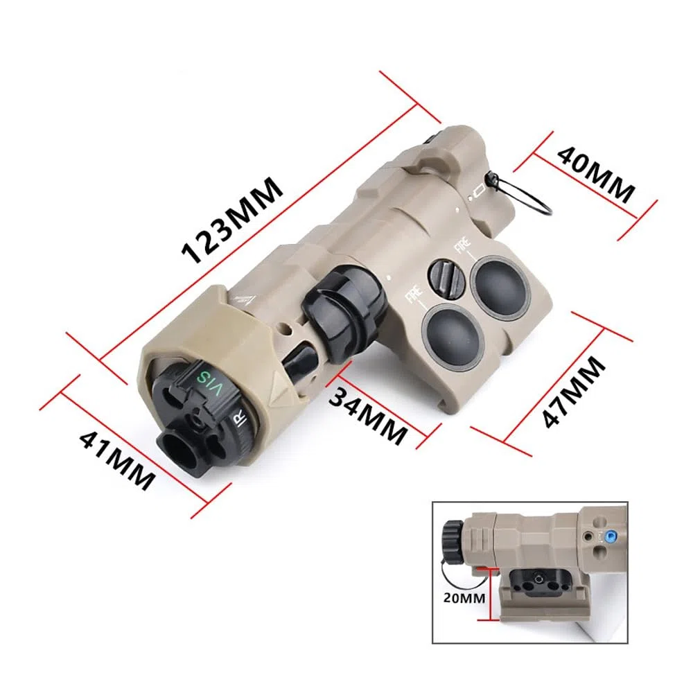 Nylon ML C1+ Box Laser Sight Indicateur (avec IR + Rouge/Vert/Bleu + Lumière de Remplissage IR + Lumière LED 220lm), & Lampe de Poche Forte M600C & Double Interrupteur à Distance Modulaire (SF + Prise