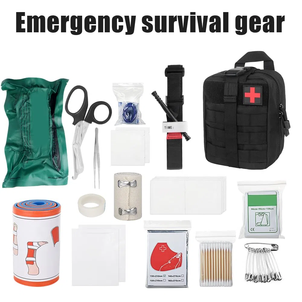 Mineup Trousse de Premiers Secours, 46 Pièces Trousse de Secours Tactique, Trousse de Secours Militaire, Pochette médecine tactique pour la Maison, La Voiture, Le Camping en Plein Air