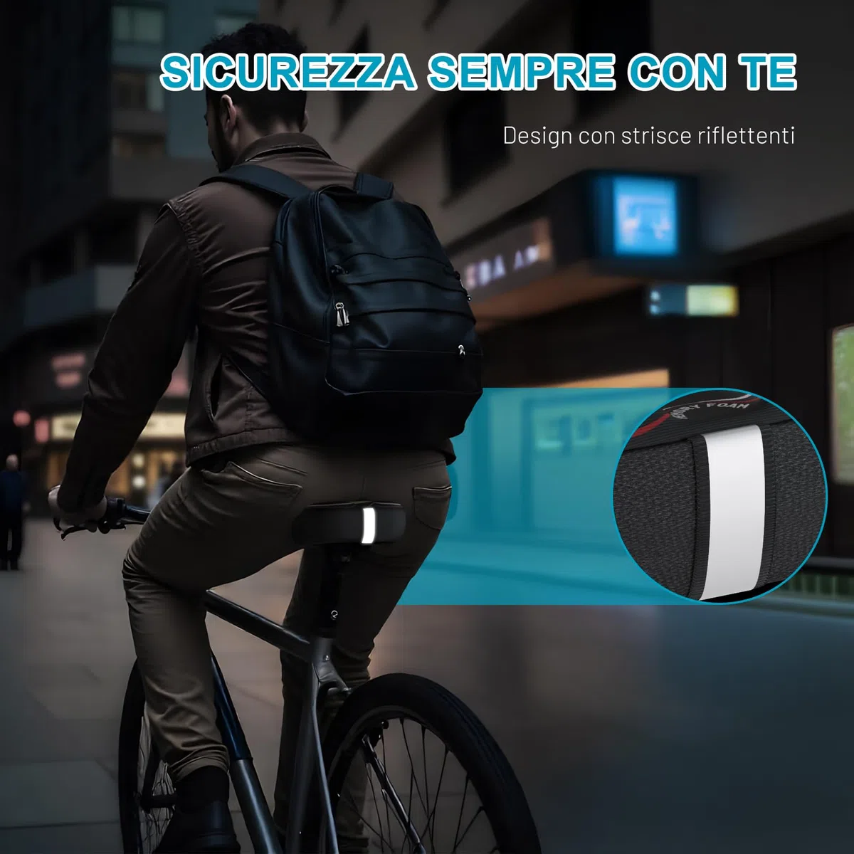 TECHCYC Housse Selle vélo avec Coussin de siège de vélo en Mousse à mémoire de Forme Double Couche, Coussin de siège de vélo Ergonomique pour Femmes et Hommes