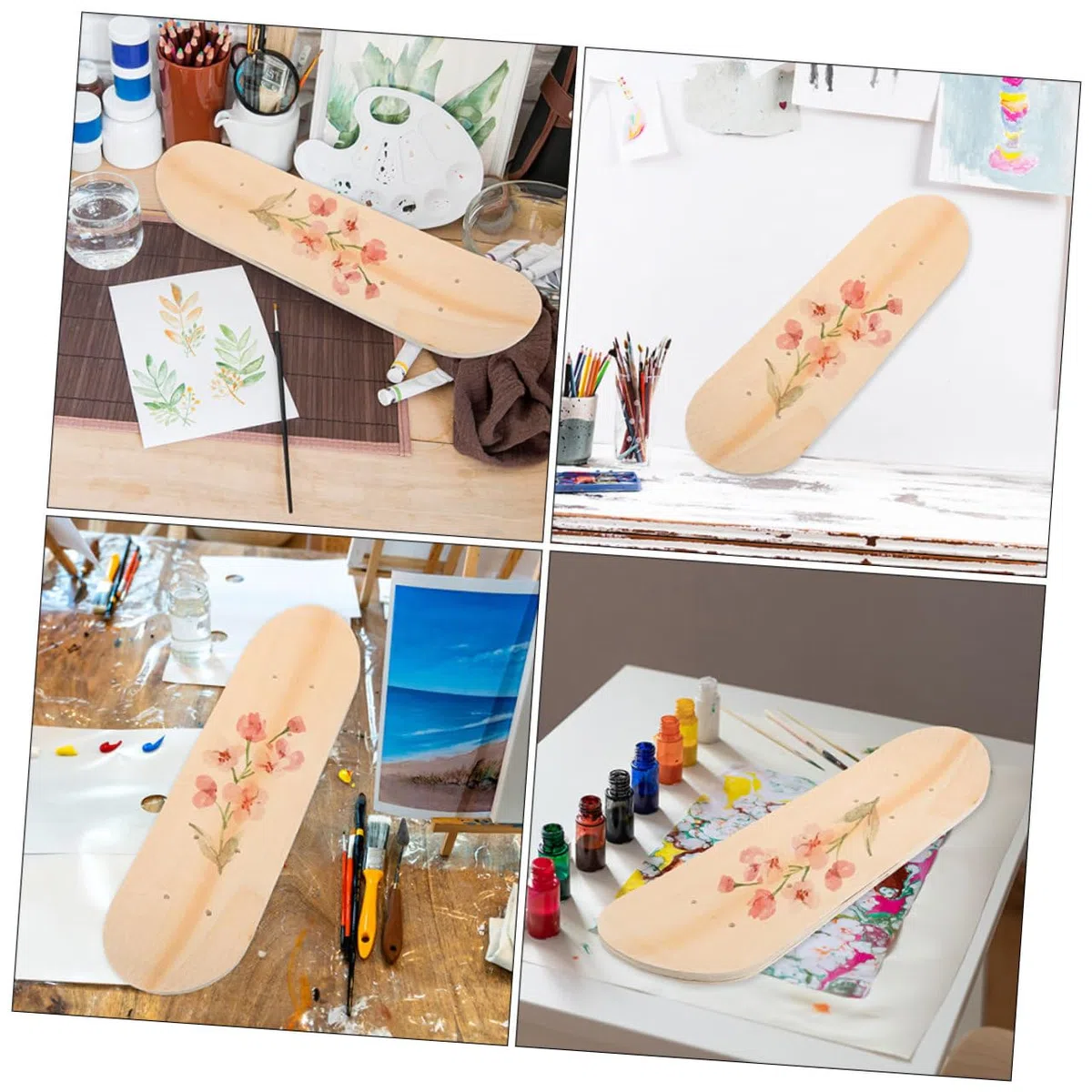 Yardwe 2 PièCes Planche À roulettes Vierge Bricolage, 59 x 15 cm, pour Enfants CréAtion Skateboard DéCoration DIY Motricité Fine