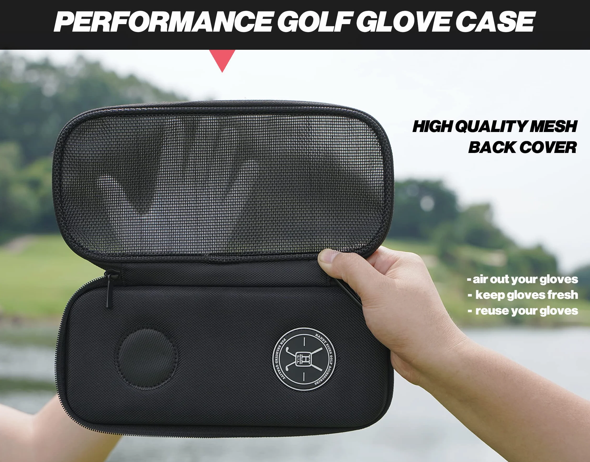 Handy Picks Étui à gants de golf performant – Étui de support pour gants de golf qui protège et garde vos gants de golf propres et secs – L'air circule à travers la coque arrière pour évacuer