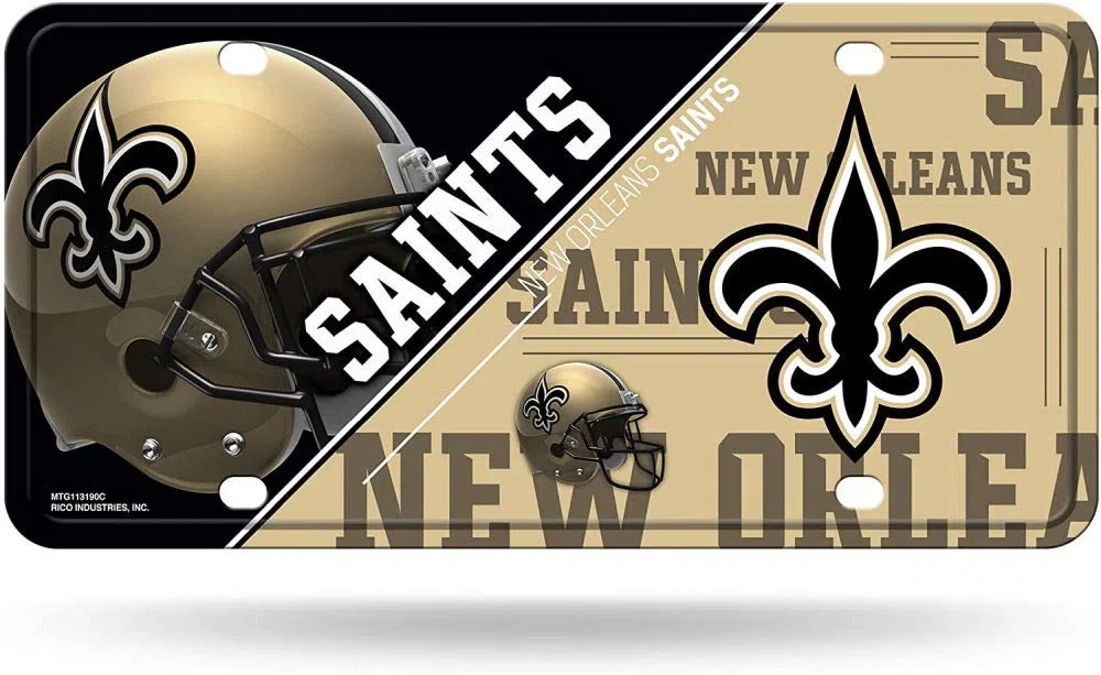 RICO Industries NFL New Orleans Saints Plaque d'immatriculation unisexe en métal pour les Saints de la Nouvelle-Orléans - Couleur de l'équipe - Taille unique (6734548499)