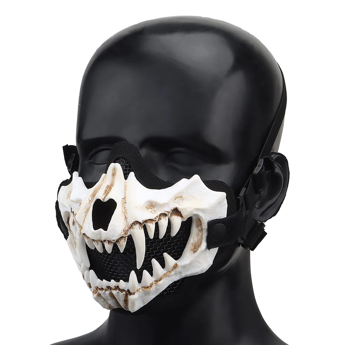 Demi-masque tactique respirant en acier Airsoft avec tête de mort pour tir, paintball, chasse, Halloween, fête costumée