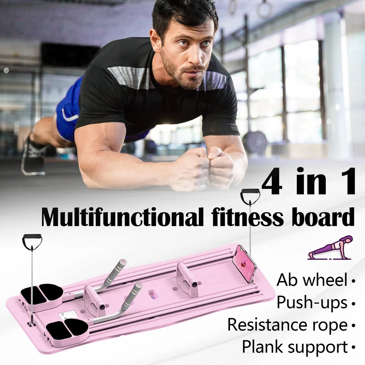 Conseil Réformateurs Pilates, Reformer Pliable pour Pilates Planche Fitness Multifonctionnelle Planche Pilates avec Compteur LED Rebond Automatique Poignée Réglable Planche d'exercice