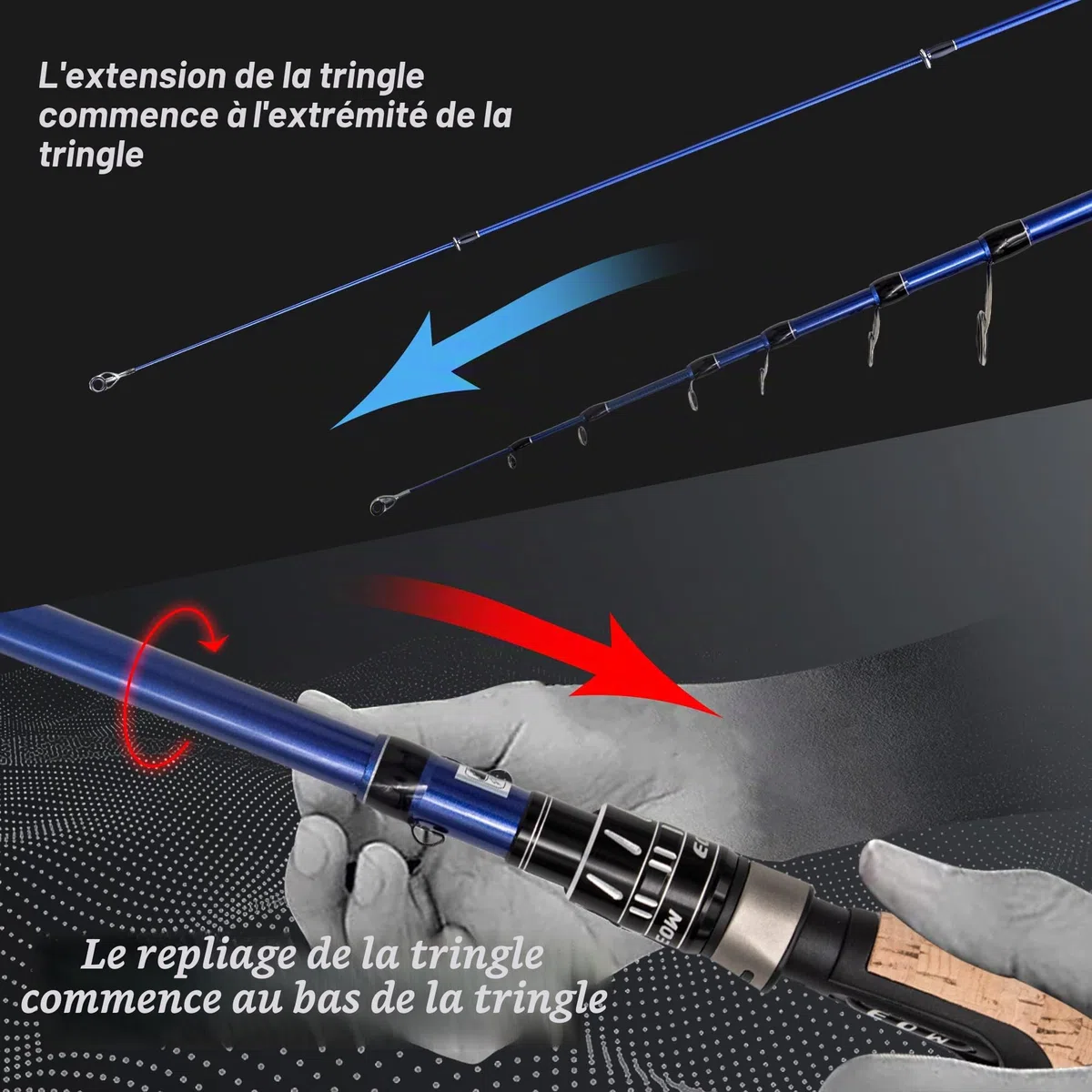 Eow XPEDITE Pro Canne à pêche télescopique Portable pour Lancer et Filer, Cannes à pêche en Carbone 24T et Pointe en Carbone Solide, poignée en liège, Canne à pêche de Voyage, Courte Cannes à pêche
