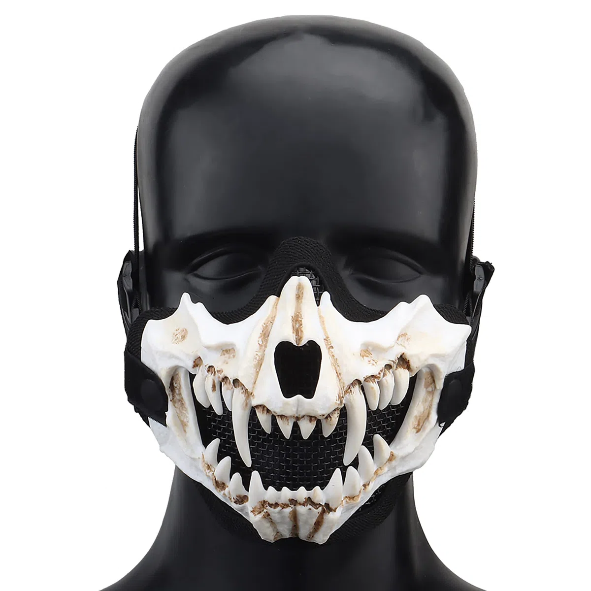 Demi-masque tactique respirant en acier Airsoft avec tête de mort pour tir, paintball, chasse, Halloween, fête costumée