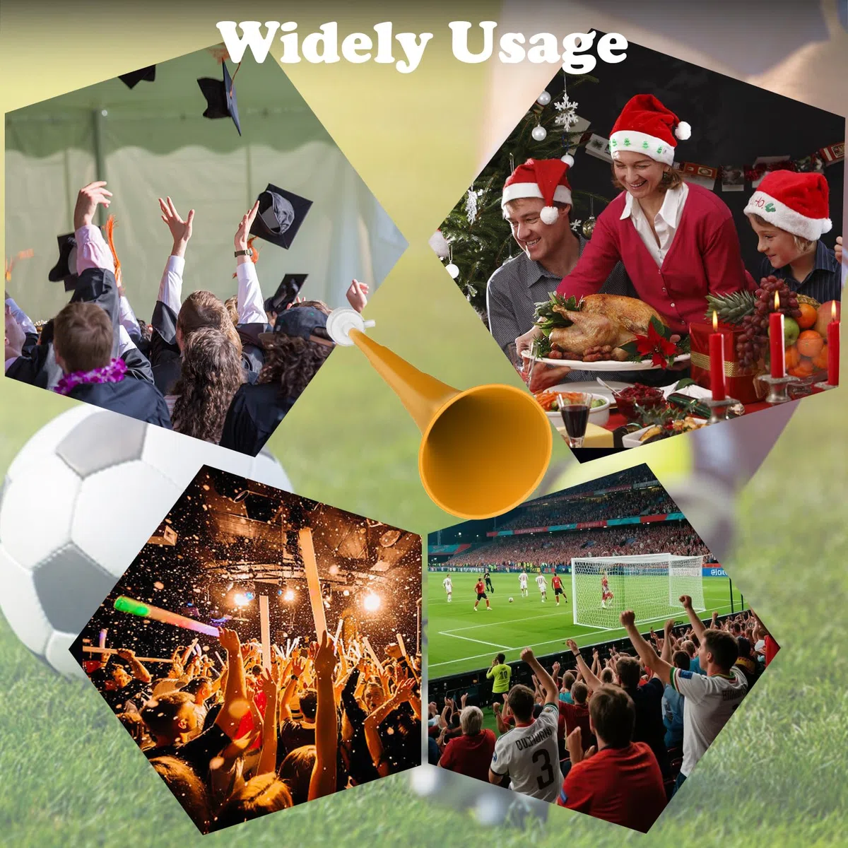Klaxon de stade pliable de 61 cm Vuvuzela Noise Makers en plastique pour encourager les événements sportifs, les jeux de football, l'école, le sport, les fêtes, accessoires