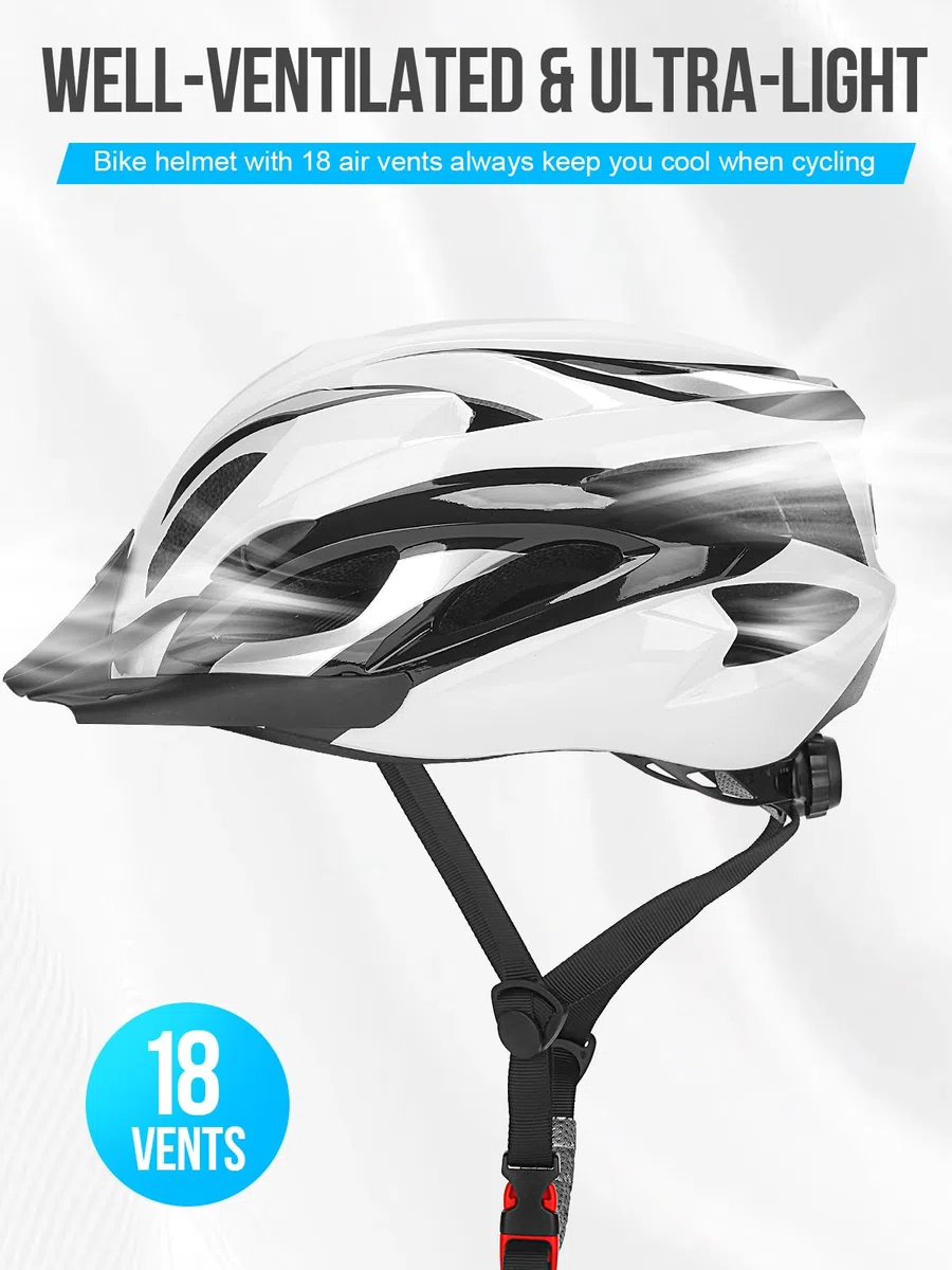 Casque de vélo pour homme et femme avec lumière pour adulte unisexe - Casque de vélo de montagne réglable - 58 à 62 cm
