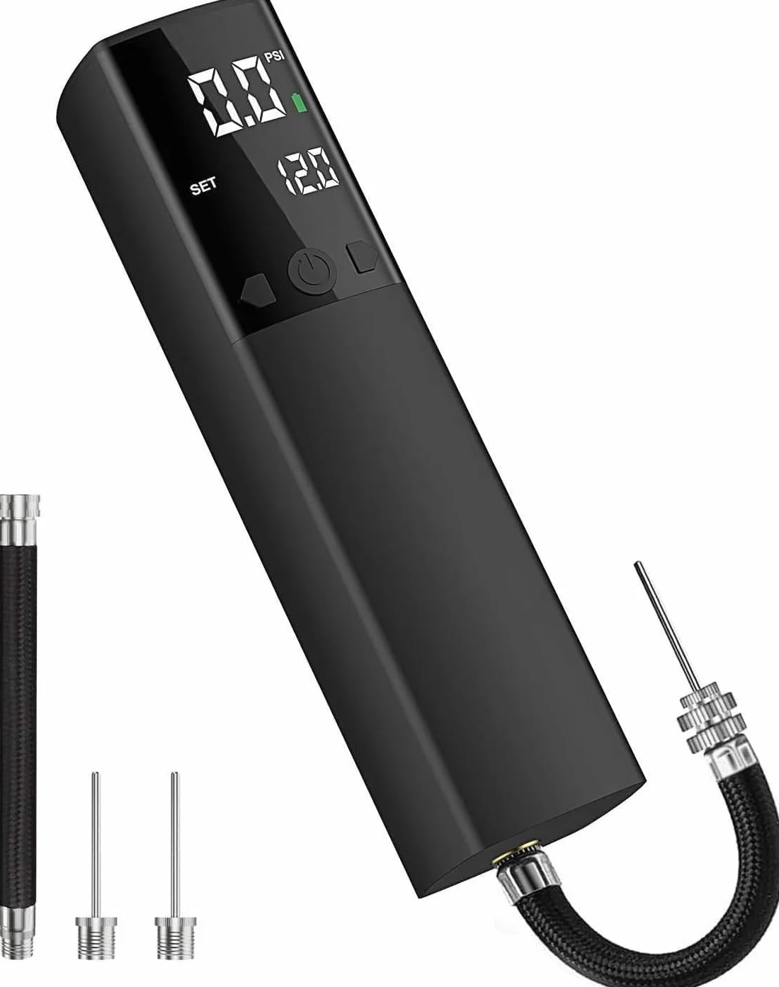 Pumteck Ball Pump, Smart Portable Air Pump with Accurate Pressure Gauge and Digital LCD Display for Football, Basketball, Volleyball, Rugby (2 Needles, 1 Nozzle)