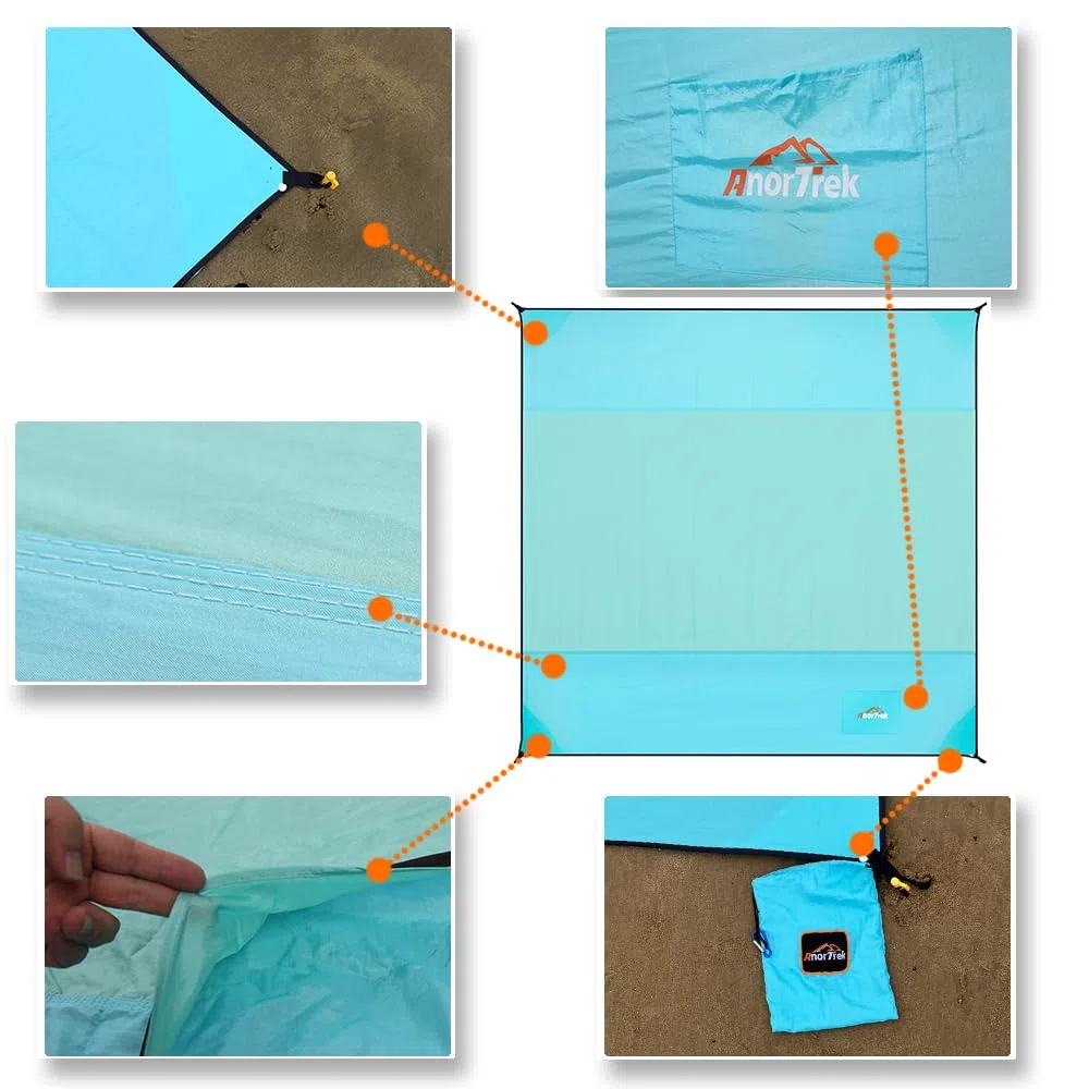 AnorTrek Couverture de Plage sans Sable, Grande Serviette de Plage imperméable,300 x 300 cm, Couverture de Plage sans Sable à séchage Rapide, légère, Douce et Durable