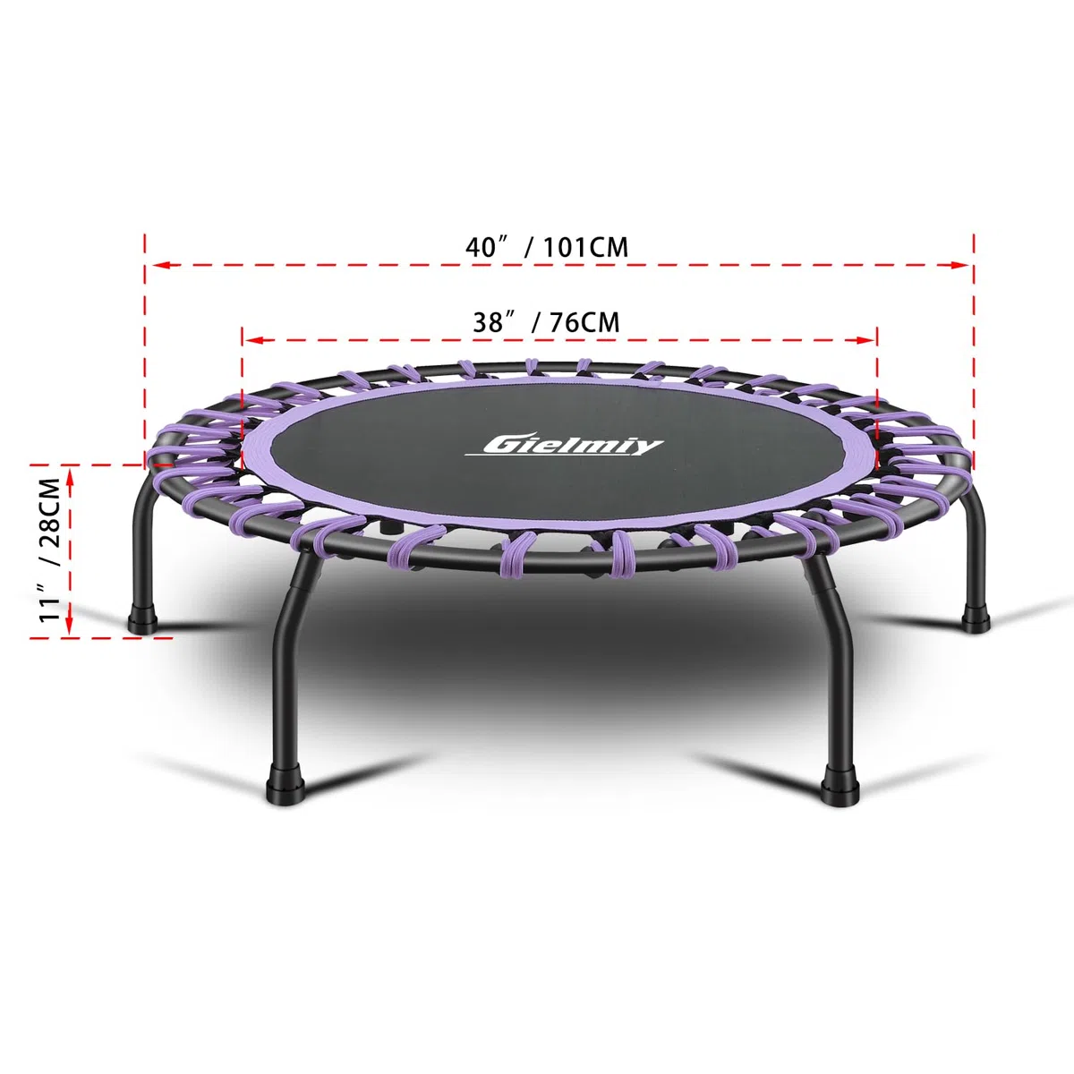 Trampoline de Fitness Ø env. 101cm,Petit rebondisseur Fitness Silencieux pour Le Fitness en intérieur, système de Conception de Corde élastique,Poids de l'utilisateur jusqu'à 150kg