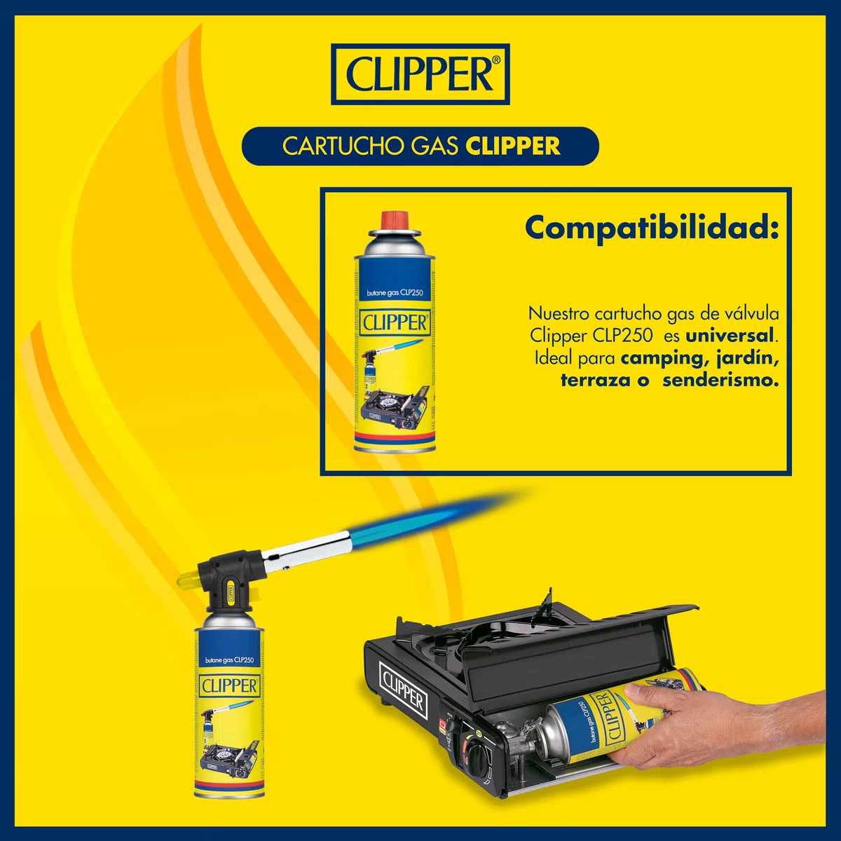 Clipper Lot de 8 cartouches de gaz universelles de 400 ml pour appareils à feu | Valve GLP250 | gaz de camping, poêles, chalumeaux et cuisinières à gaz